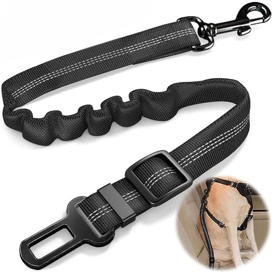“Cinturón de seguridad ajustable para mascotas, correa reflectante de nailon con acolchado para viajes en coche con perros y gatos.”