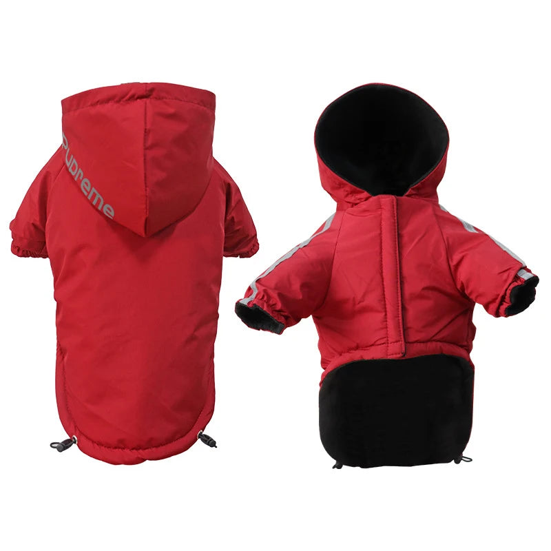Chaqueta impermeable y cálida para mascotas – Abrigo con capucha de algodón para otoño e invierno, con diseño de cara de perro, para perros pequeños y gatos, ropa reflectante de invierno para mascotas